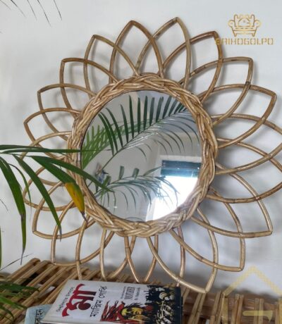 Cane Sunburst Rattan Mirror for Stylish Home Decor
